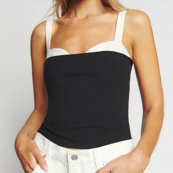 Reformation Tops - NWT Reformation Harlan Knit Tank Top Black / White (Size M)